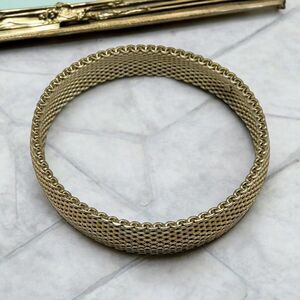 Godfrey Carter Vintage Sterling Silver Mesh Chain Bangle Bracelet 7" Signed GC